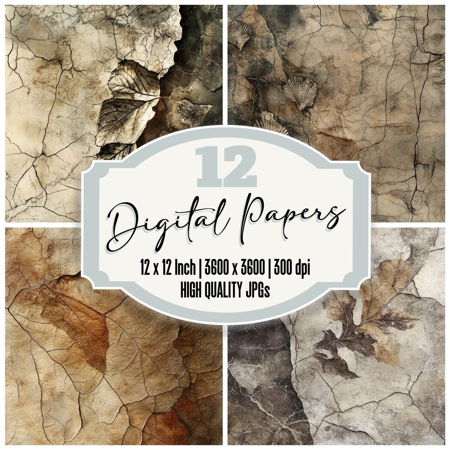Fossil Imprints Stone Digital Paper Pack (DDD001787)