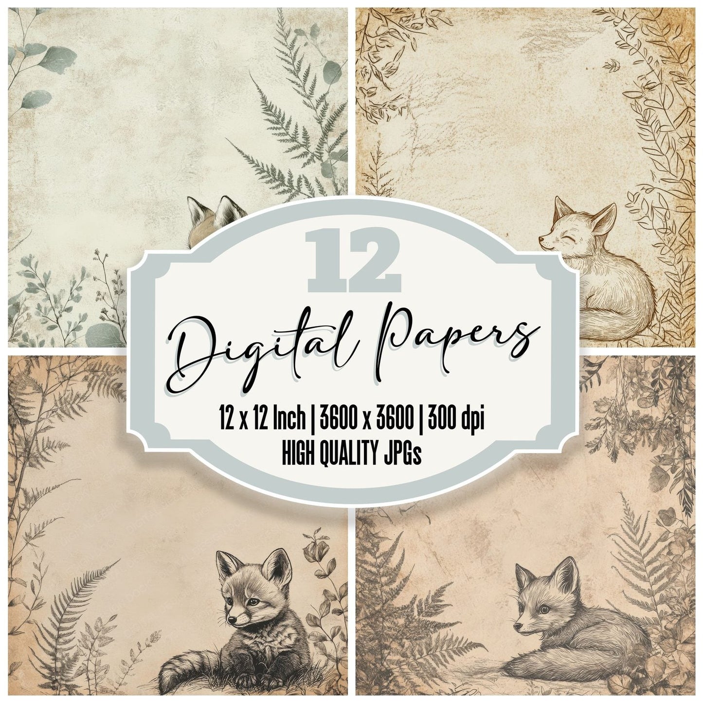 Fox Cub Fern Digital Paper Pack (DDD001789)