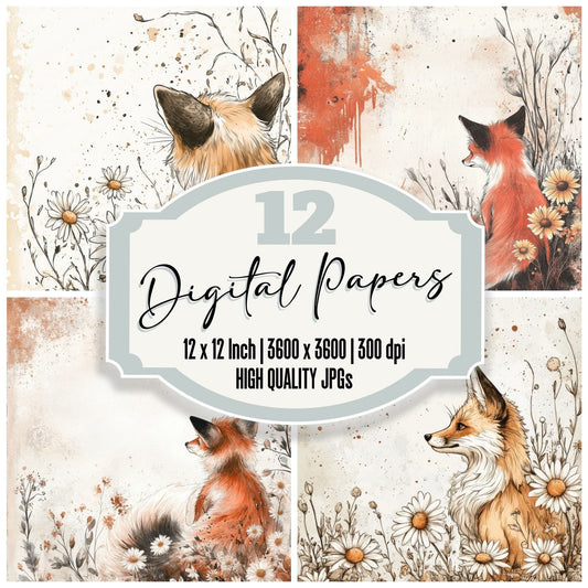 Fox Daisy Drift Digital Paper Pack (DDD001791)