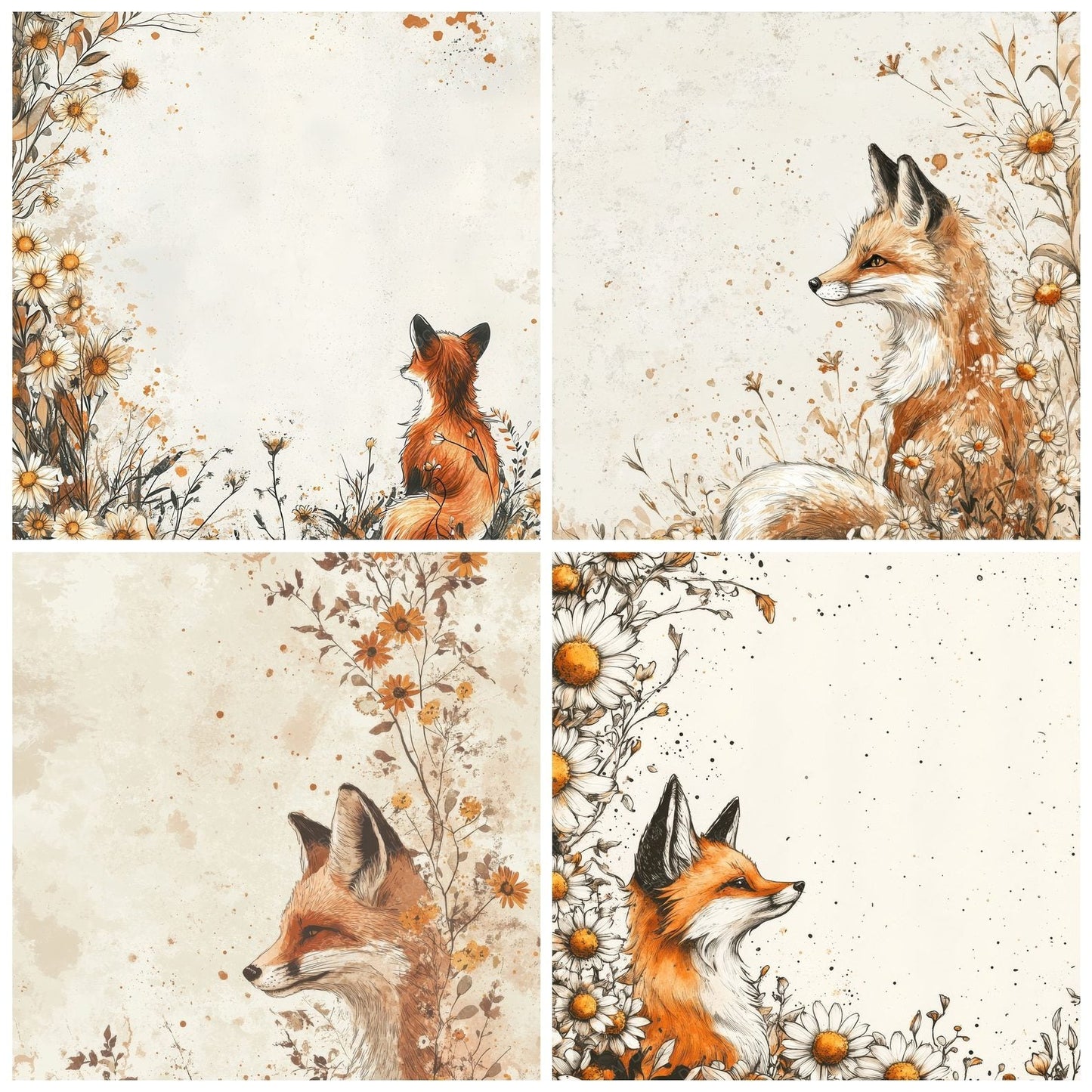 Fox Daisy Drift Digital Paper Pack (DDD001791)
