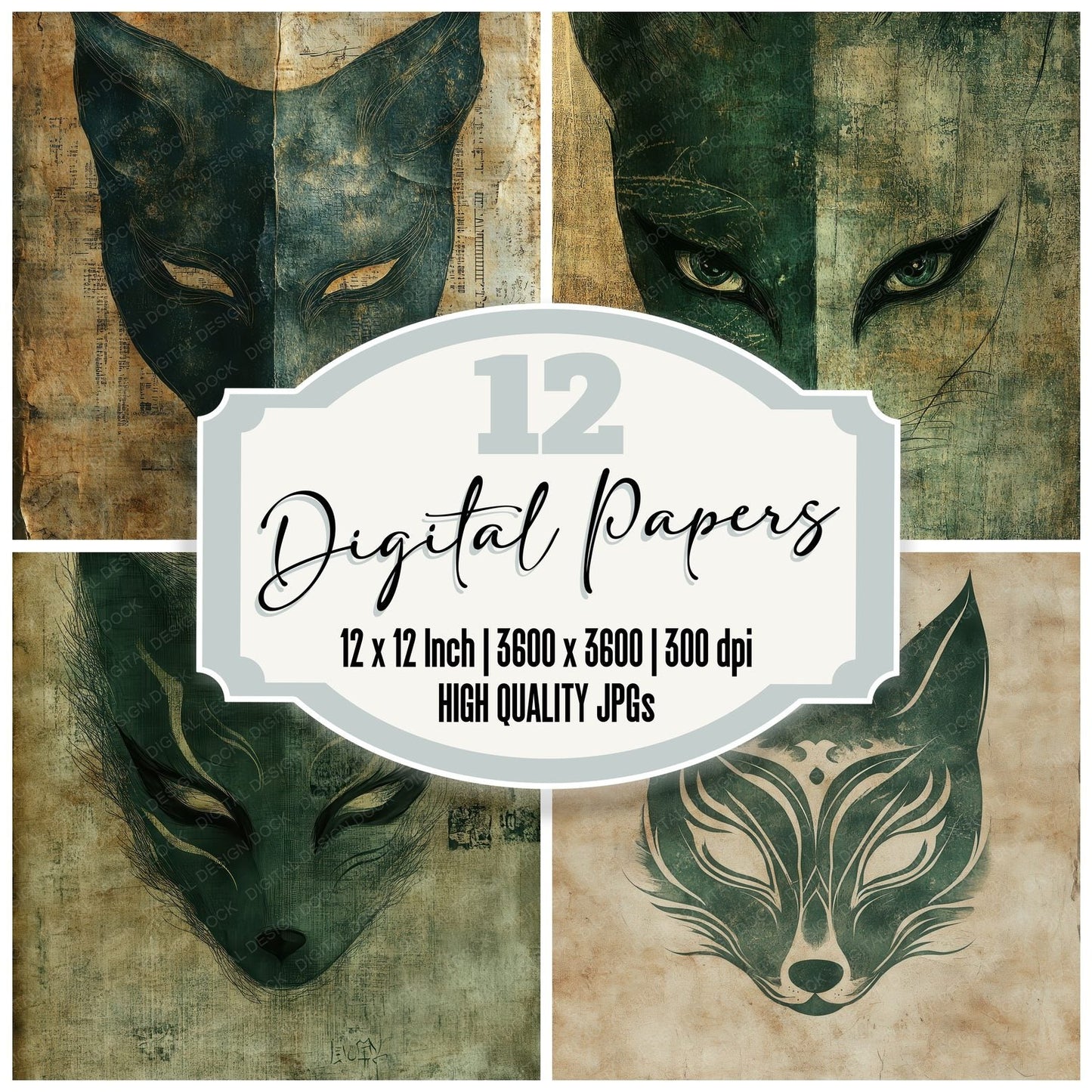 Fox Mask Inkprint Digital Paper Pack (DDD001792)