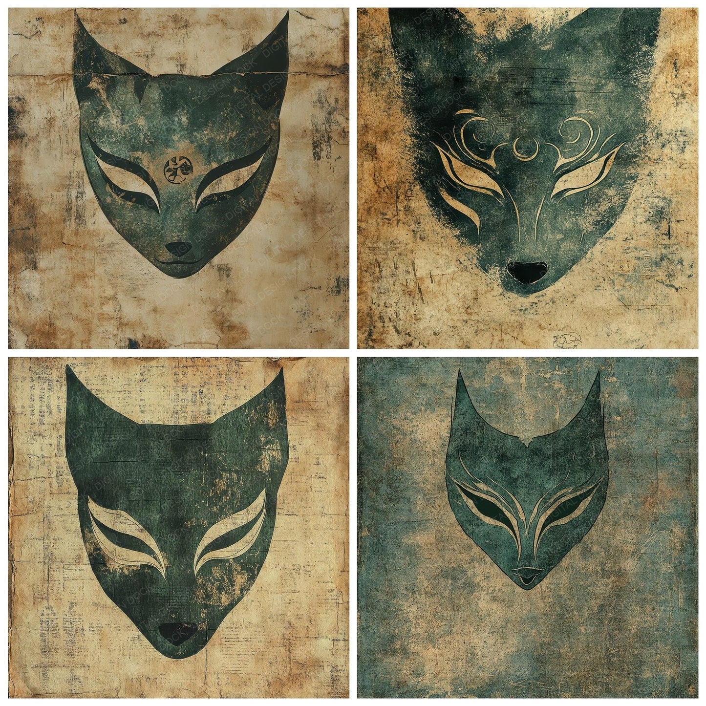 Fox Mask Inkprint Digital Paper Pack (DDD001792)