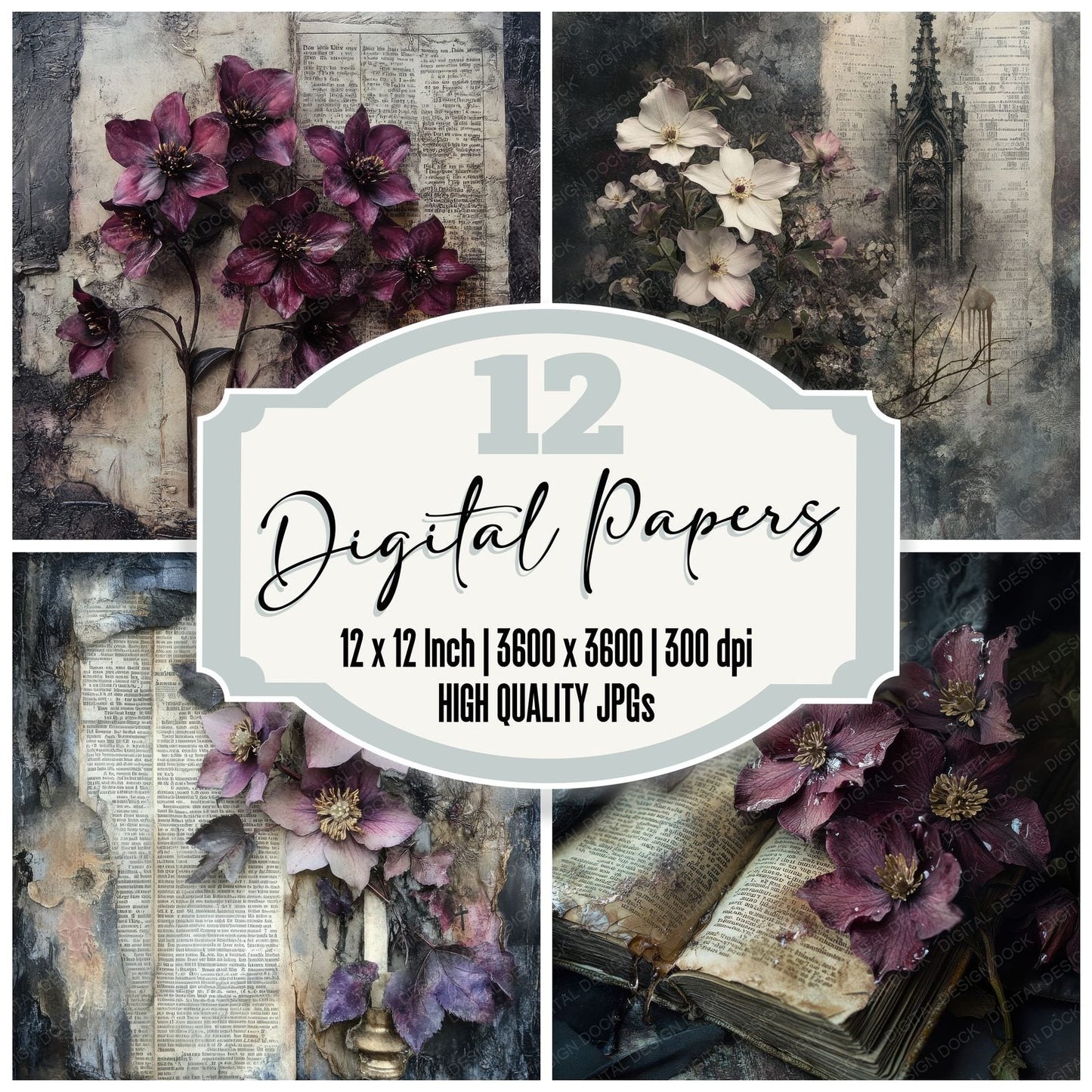 Fractured Hellebore Chapel Digital Paper Pack (DDD001796)