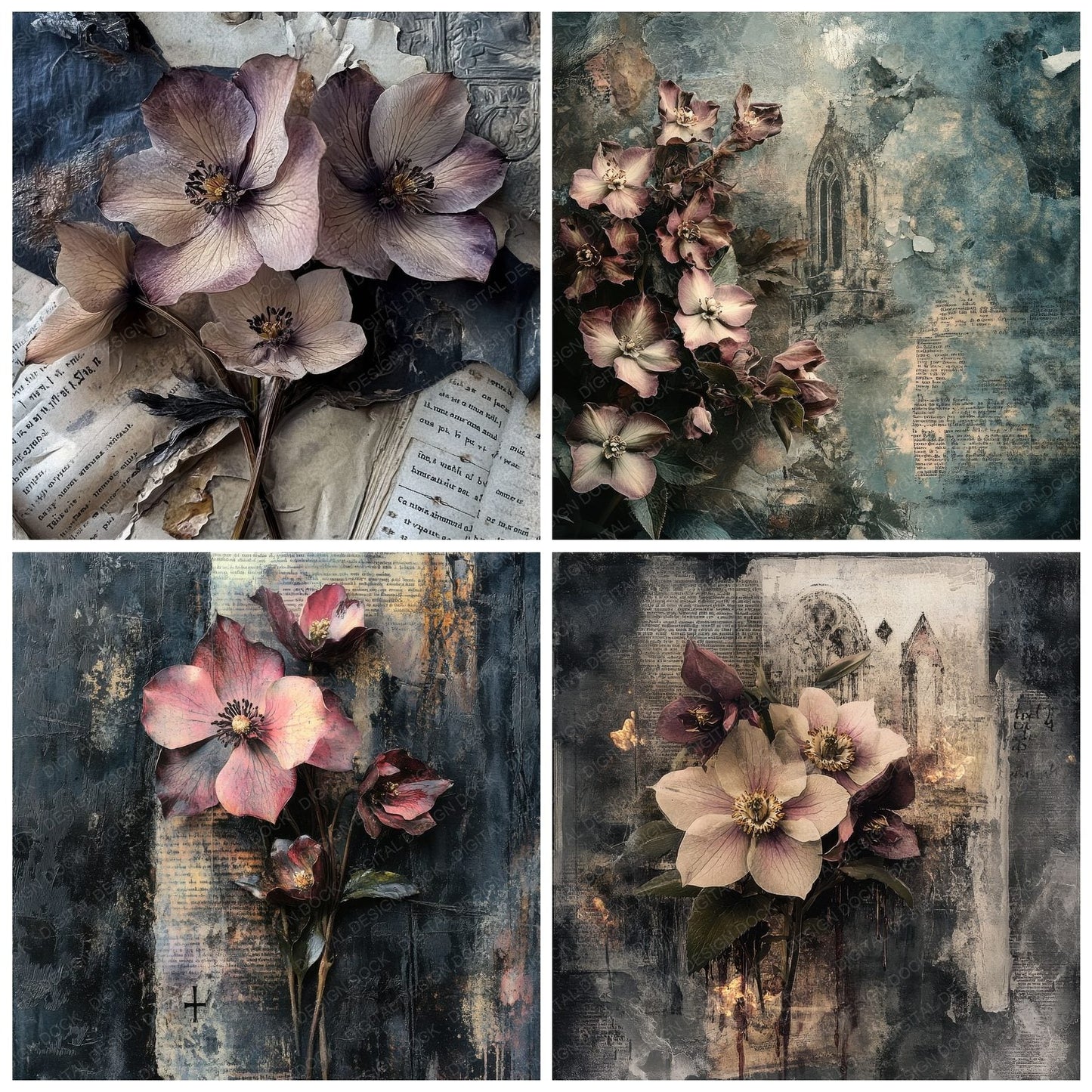 Fractured Hellebore Chapel Digital Paper Pack (DDD001796)