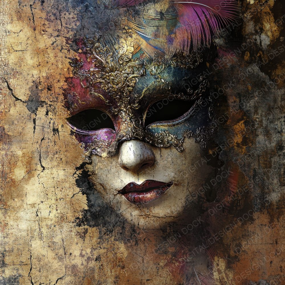 Fractured Venetian Mask Background Digital Paper Pack (DDD001800)