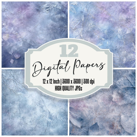 Frosted Lilac Leaf Chalk Digital Paper Pack (DDD001819)