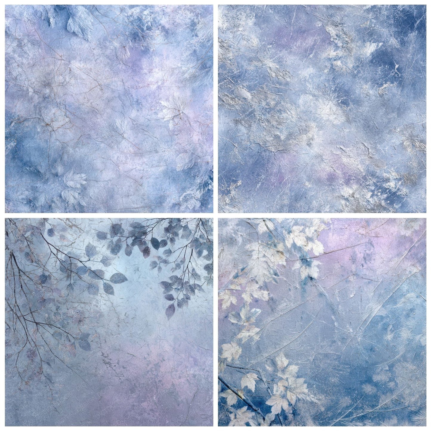 Frosted Lilac Leaf Chalk Digital Paper Pack (DDD001819)