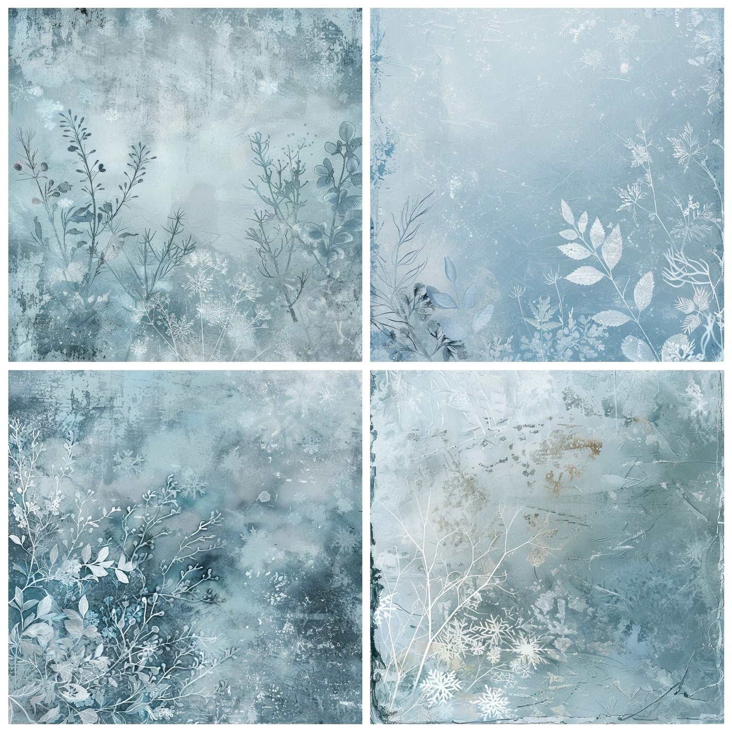 Frosty Icy Snowflake Floral Digital Paper Pack (DDD001820)