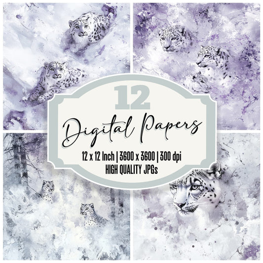 Frosty Leopard Lavender Digital Paper Pack (DDD001821)