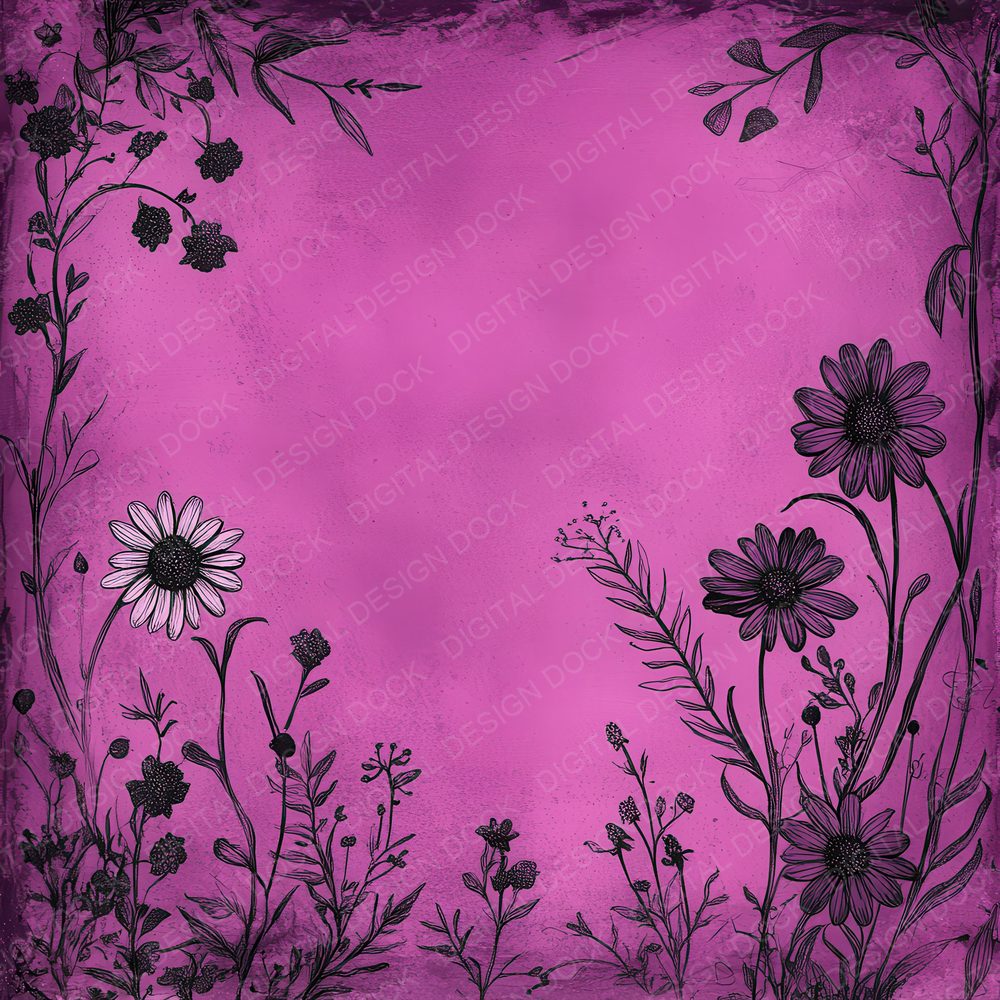 Fuchsia Daisy Sketch Digital Paper Pack (DDD001824)