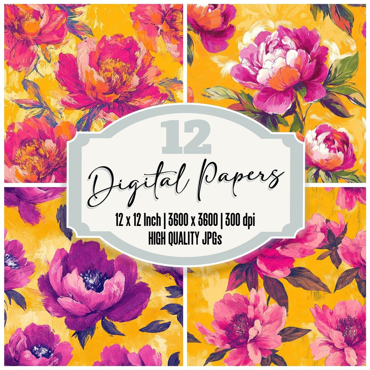 Fuchsia Peony Burst Digital Paper Pack (DDD001825)