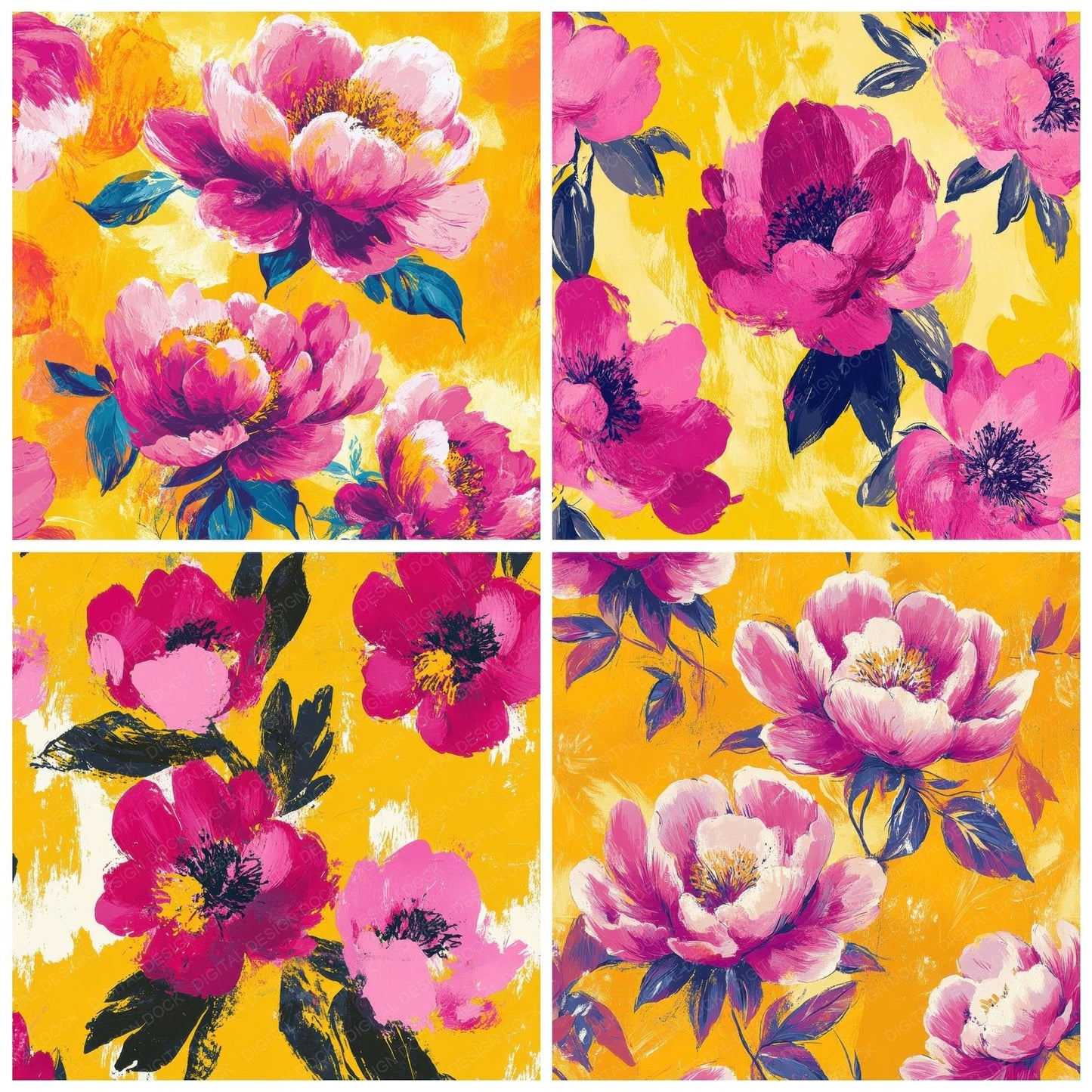 Fuchsia Peony Burst Digital Paper Pack (DDD001825)