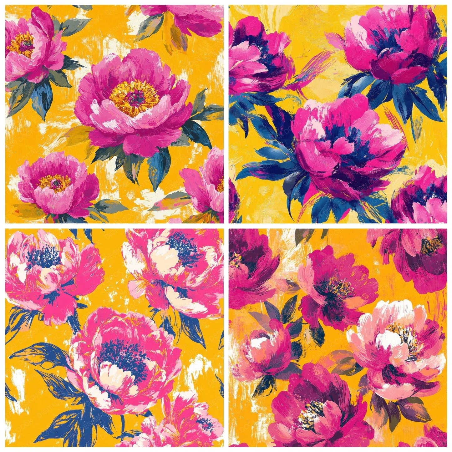 Fuchsia Peony Burst Digital Paper Pack (DDD001825)