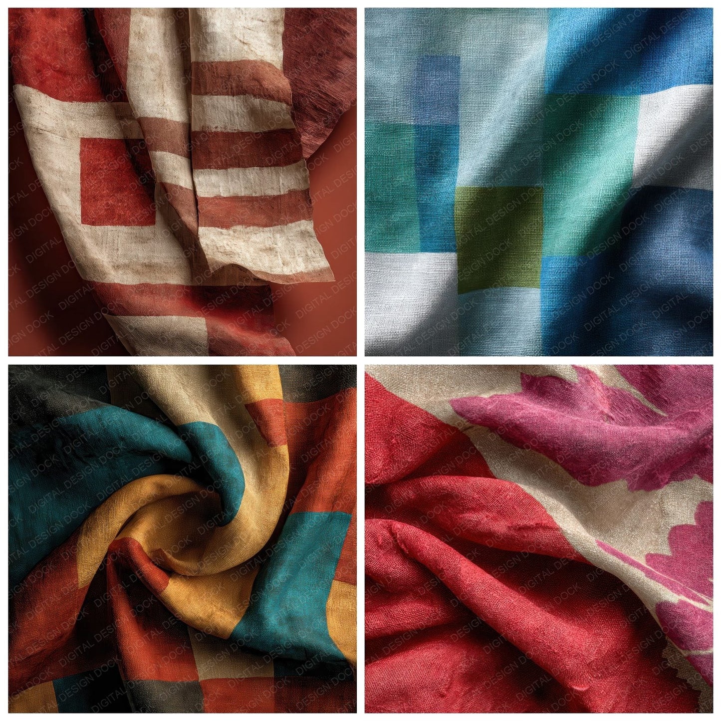 Furoshiki Fold Block Dye Texture Digital Paper Pack (DDD001829)