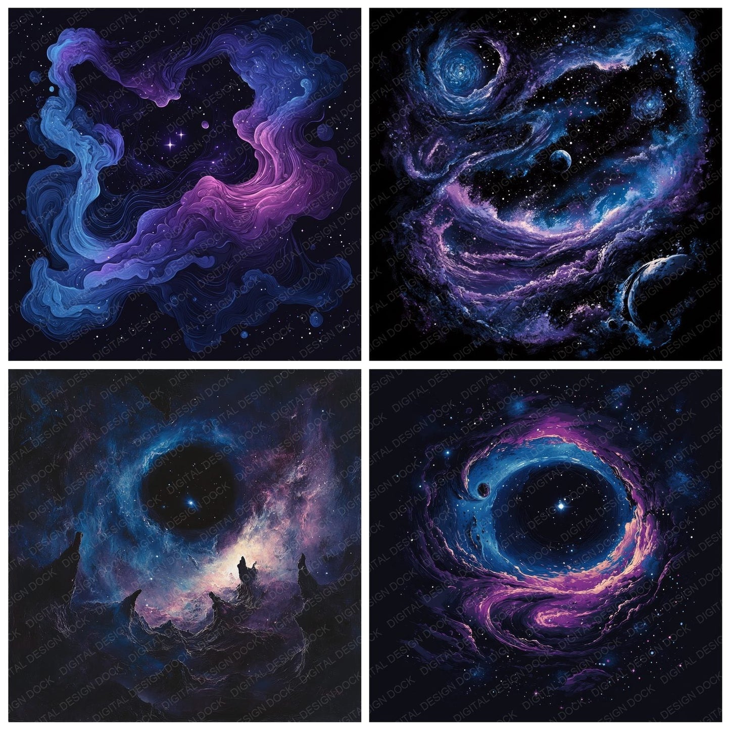 Galaxy Clusters and Black Hole Nigh Sky Digital Paper Pack (DDD001831)