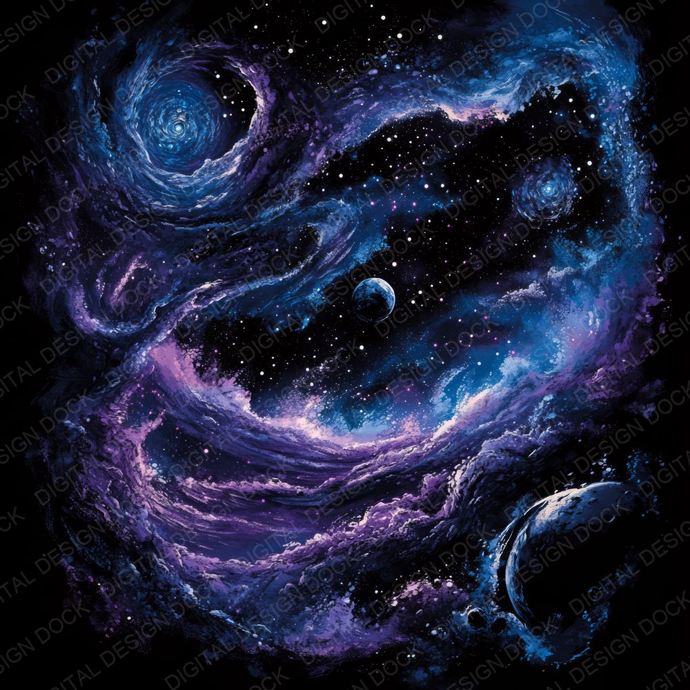 Galaxy Clusters and Black Hole Nigh Sky Digital Paper Pack (DDD001831)