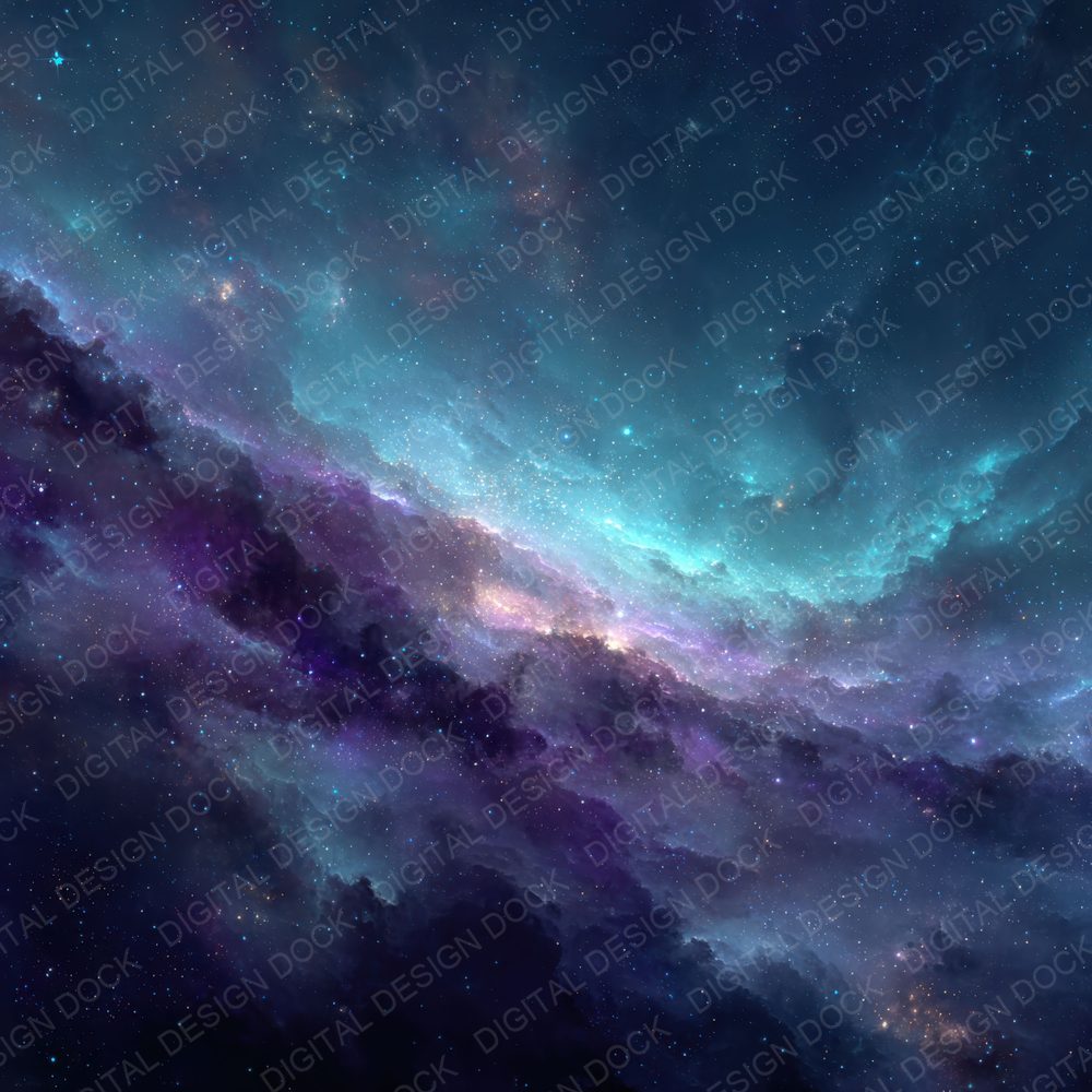 Galaxy Swirl Cyan Violet Cluster Glow Digital Paper Pack (DDD001834)