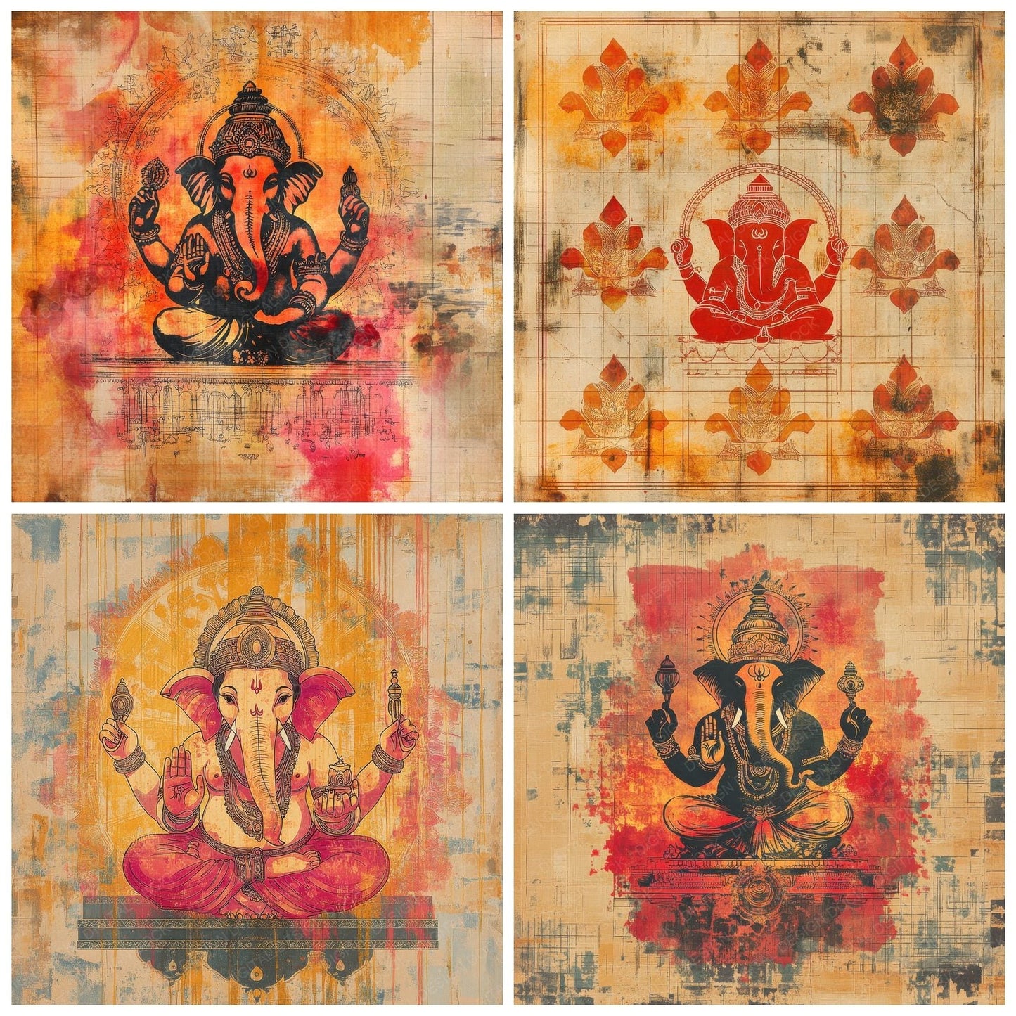 Ganesha Yantra Halo Digital Paper Pack (DDD001835)