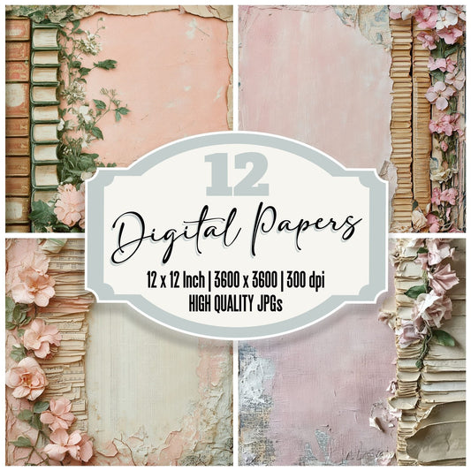 Garden Book Spine Edge Digital Paper Pack (DDD001836)