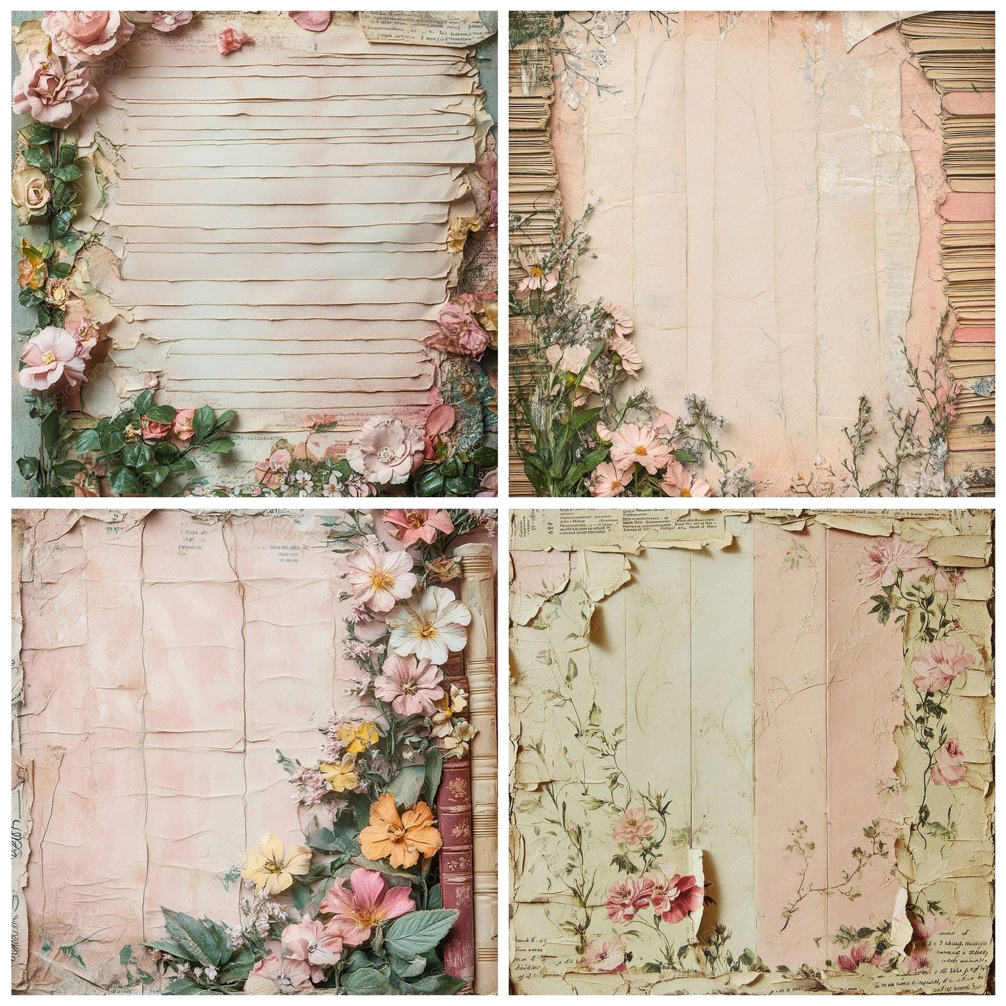 Garden Book Spine Edge Digital Paper Pack (DDD001836)