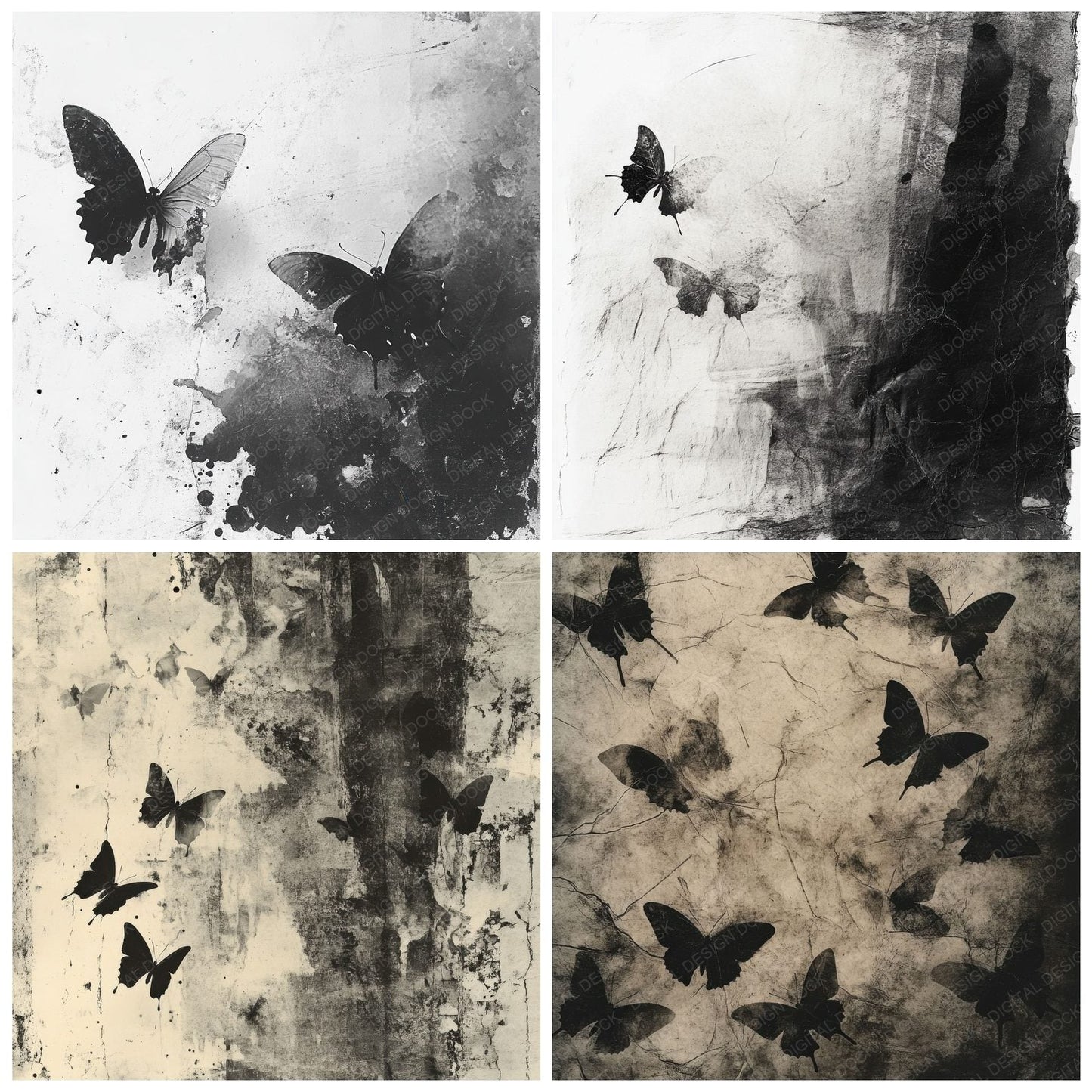 Ghost Butterfly Ink Wings Digital Paper Pack (DDD001843)