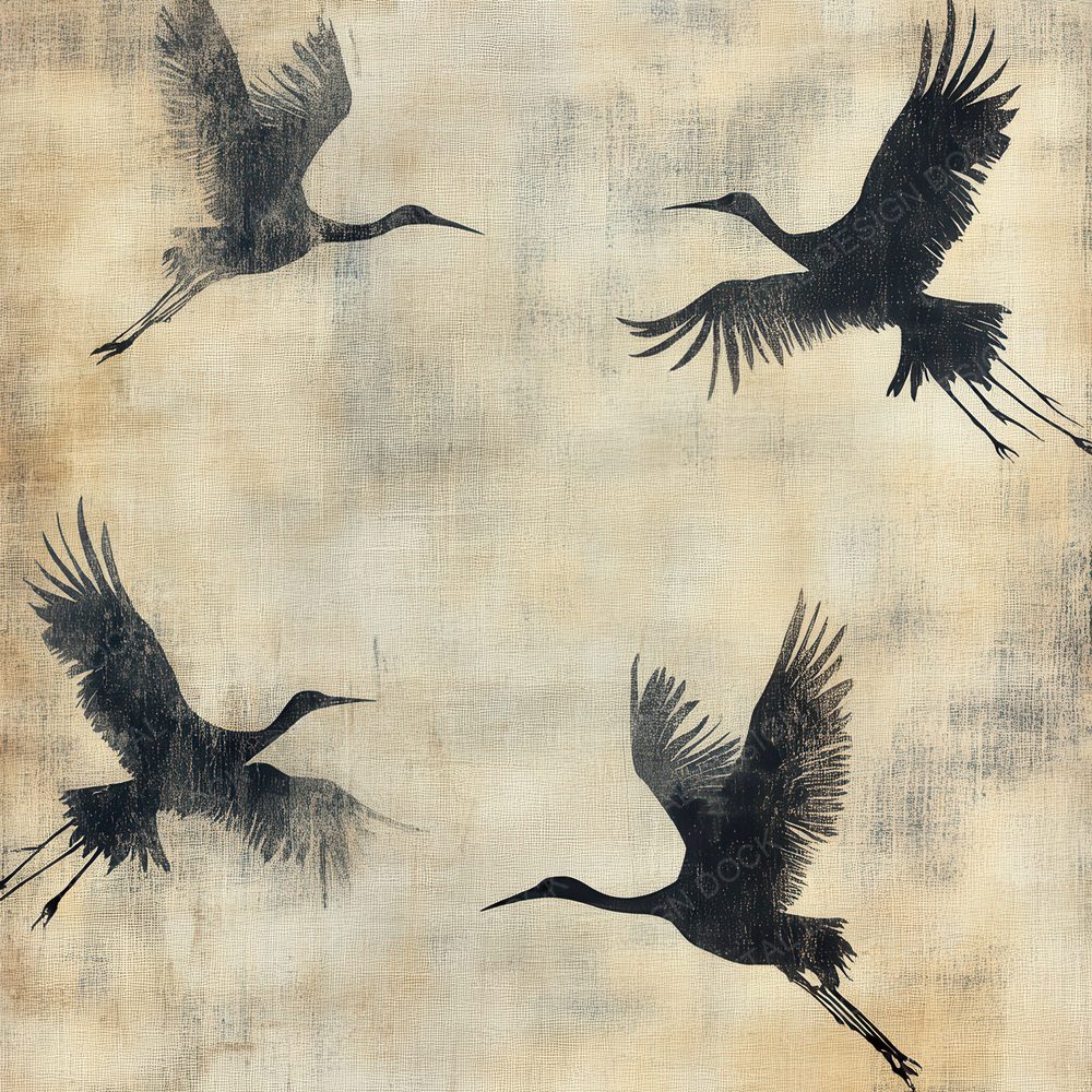 Ghostly Crane Shadows Background Digital Paper Pack (DDD001847)