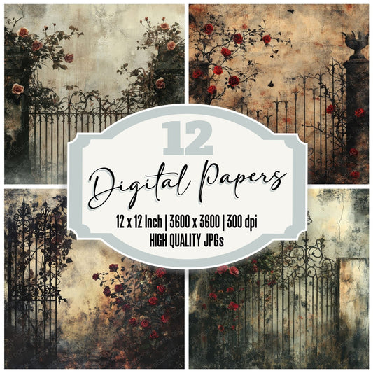Ghostly Floral Decay Digital Paper Pack (DDD001848)