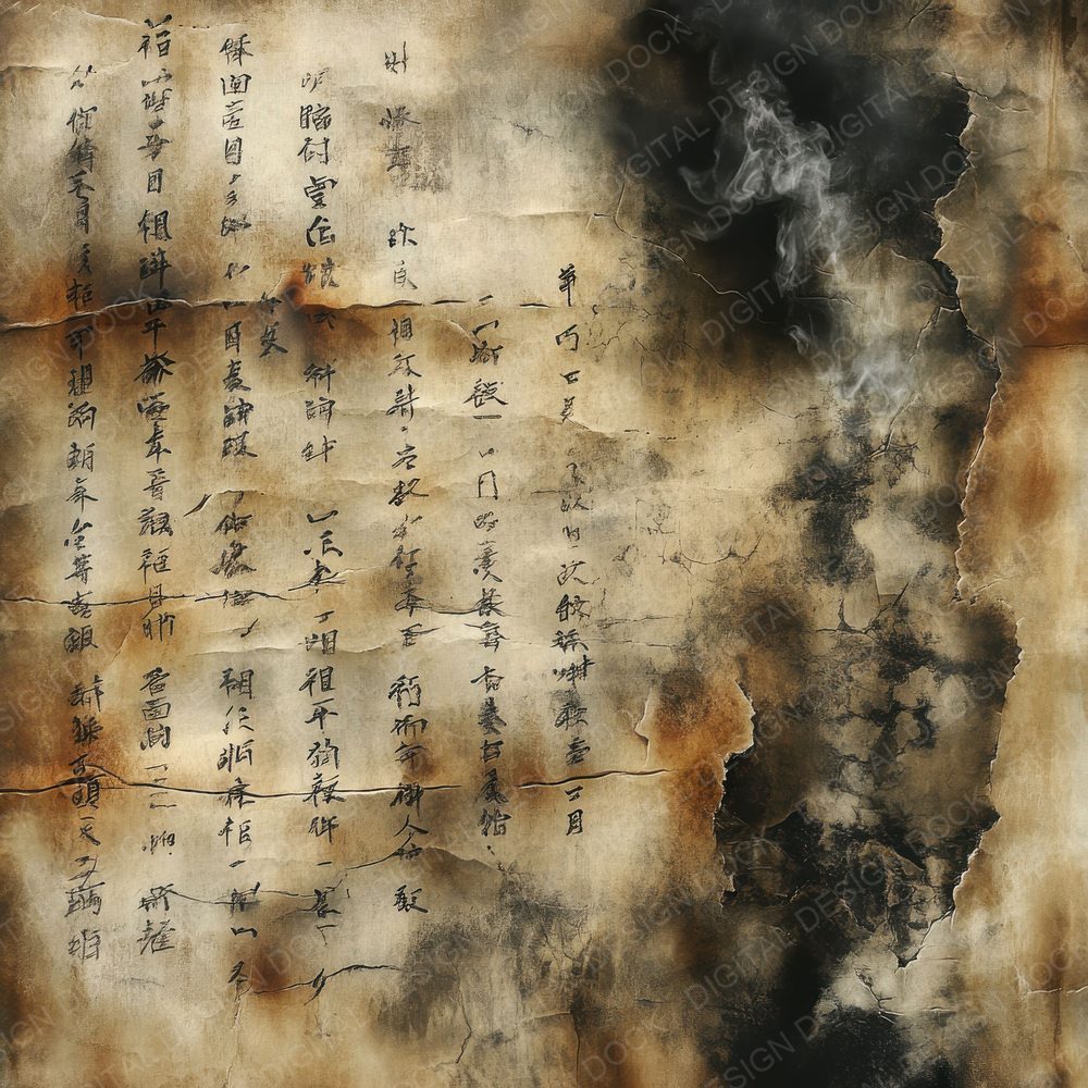 Ghostly Kanji Burnt Background Digital Paper Pack (DDD001849)
