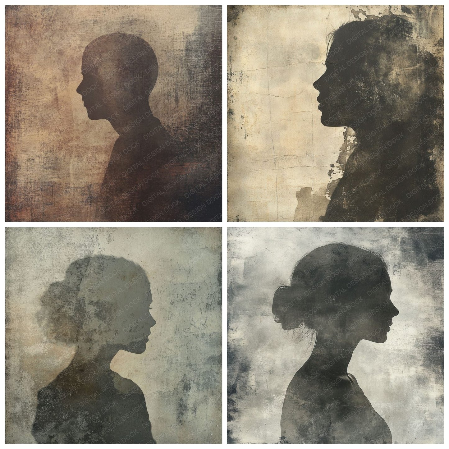 Ghostly Veiled Portrait Background Digital Paper Pack (DDD001850)