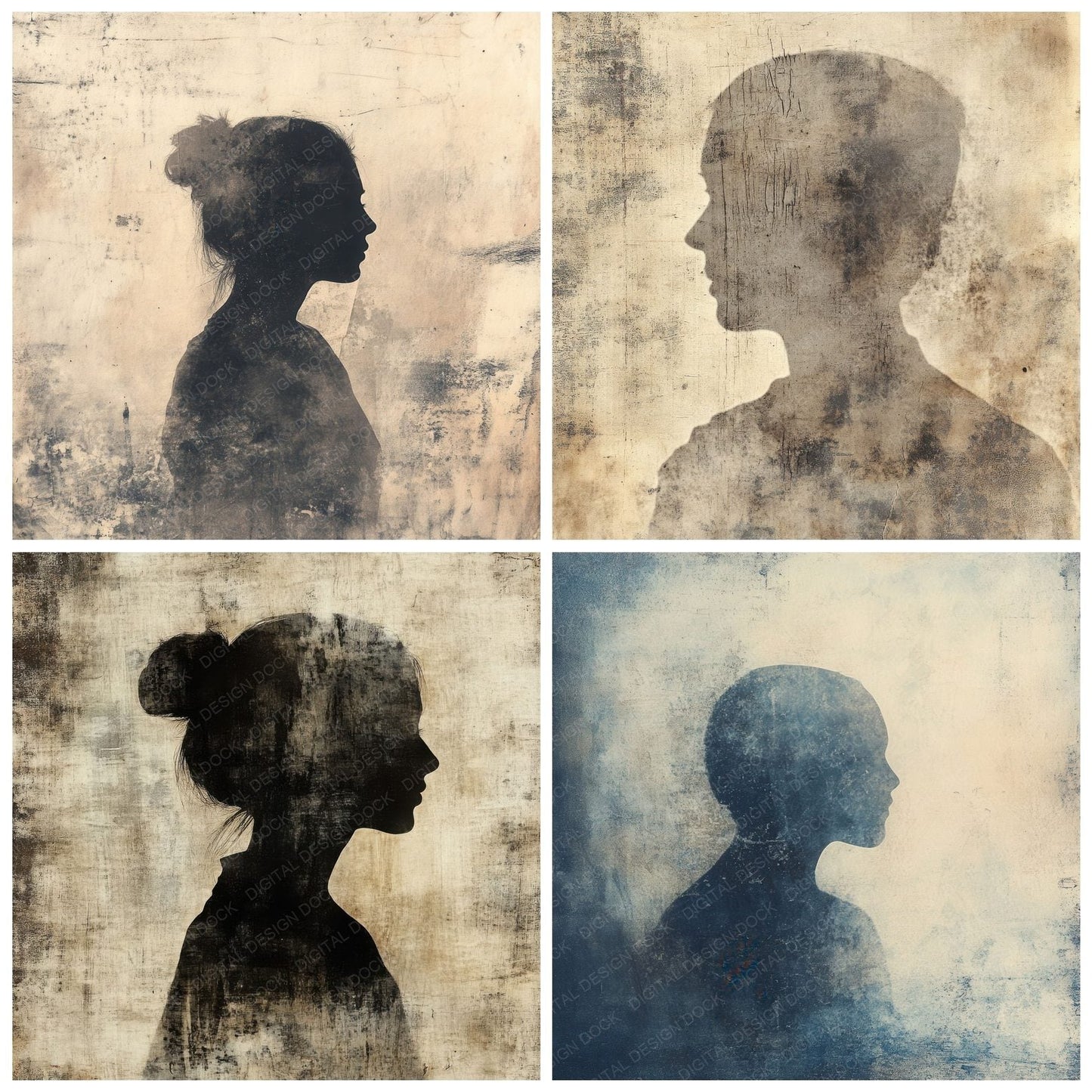Ghostly Veiled Portrait Background Digital Paper Pack (DDD001850)