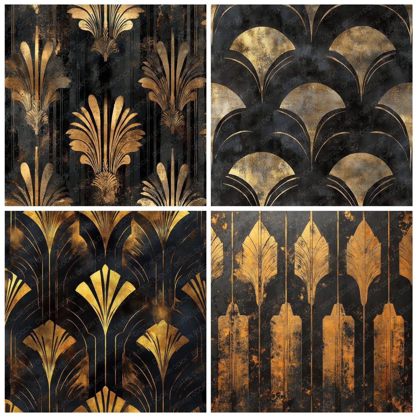 Gilded Art Deco Ruin Digital Paper Pack (DDD001852)