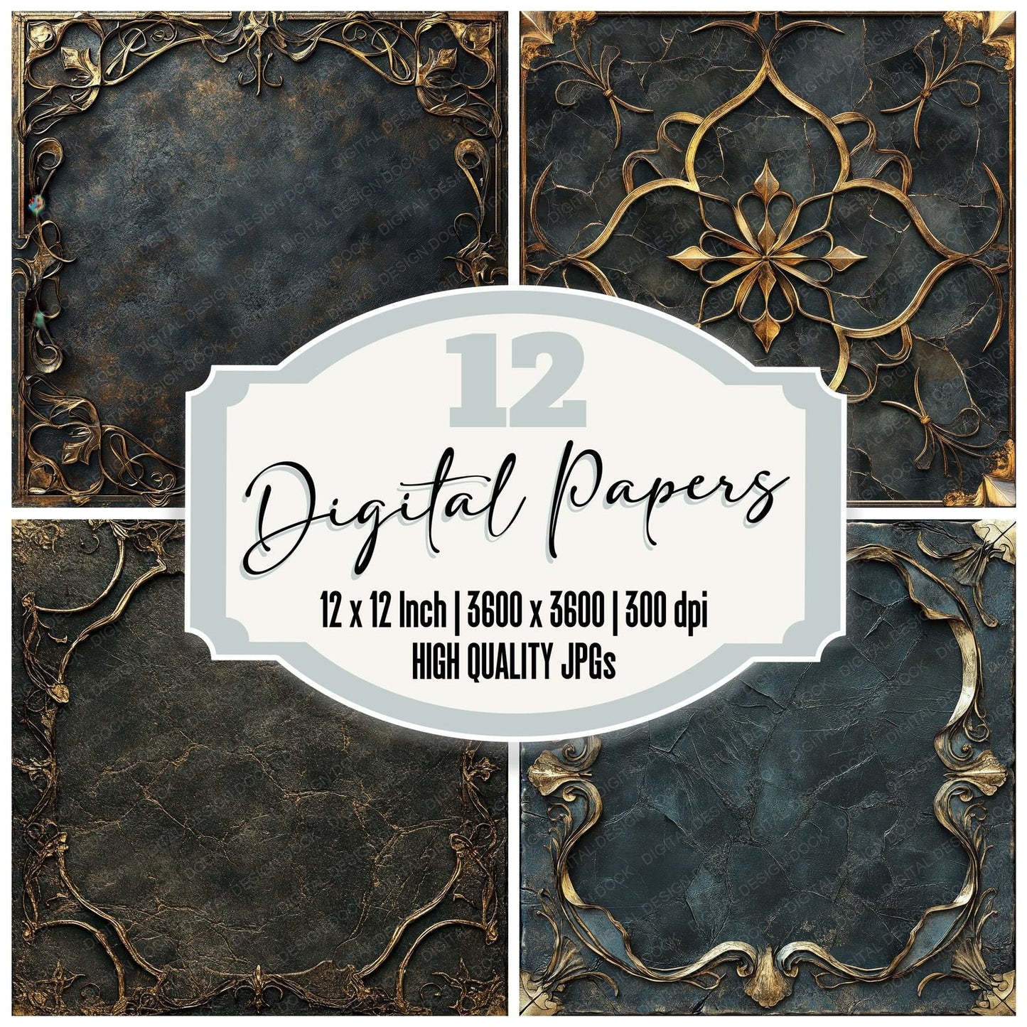 Gilded Corner Ruin Digital Paper Pack (DDD001853)