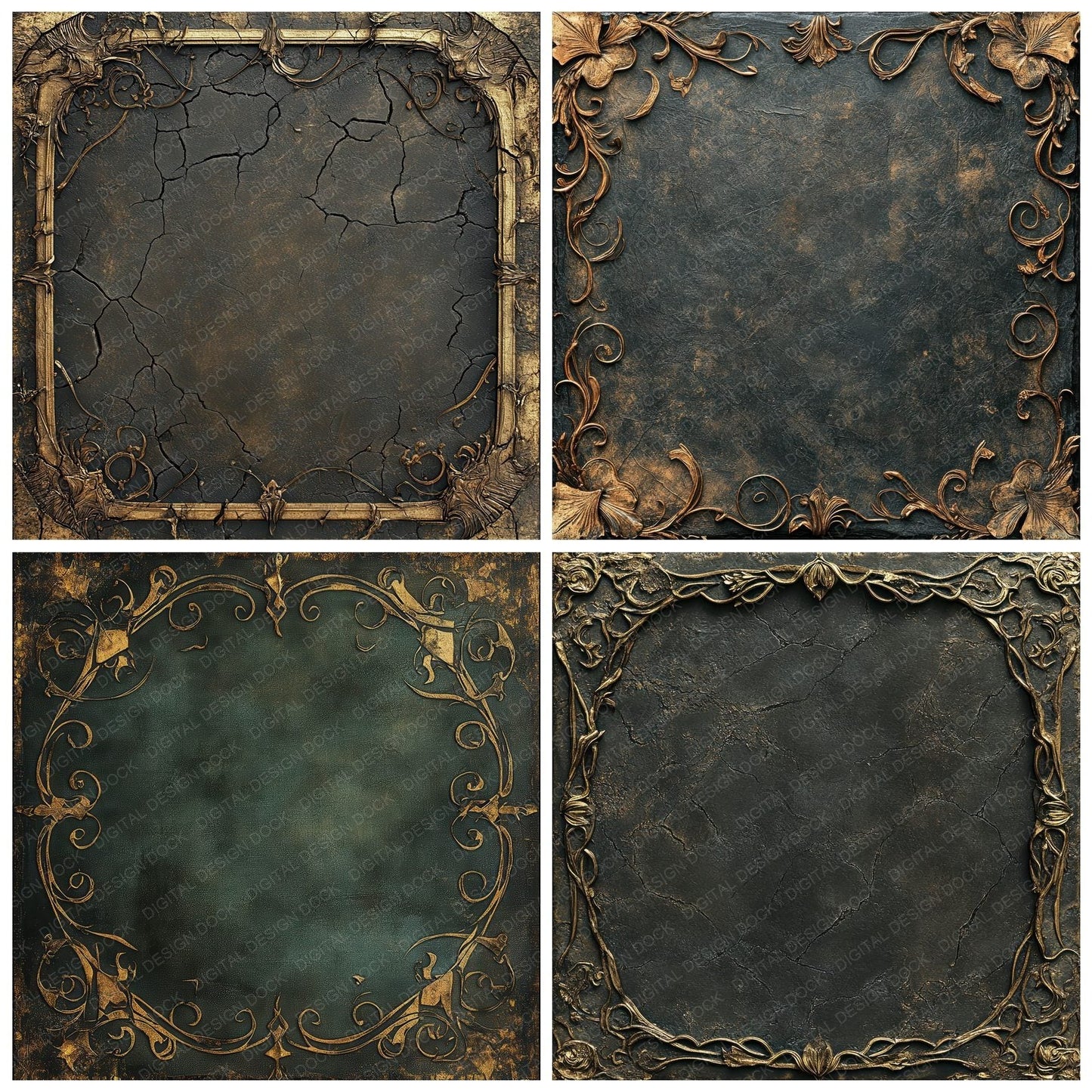 Gilded Corner Ruin Digital Paper Pack (DDD001853)
