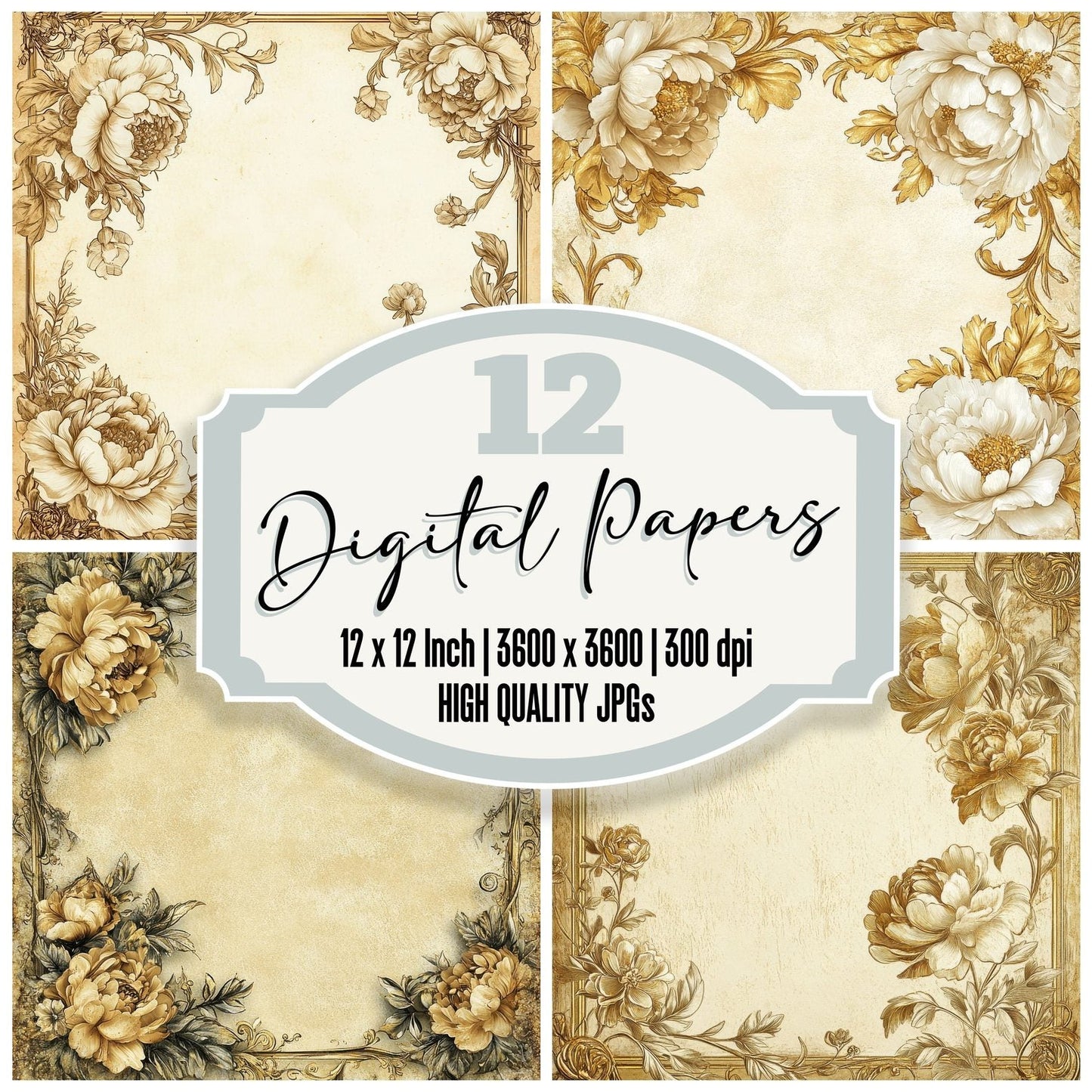 Gilded Flora Digital Paper Pack (DDD001854)