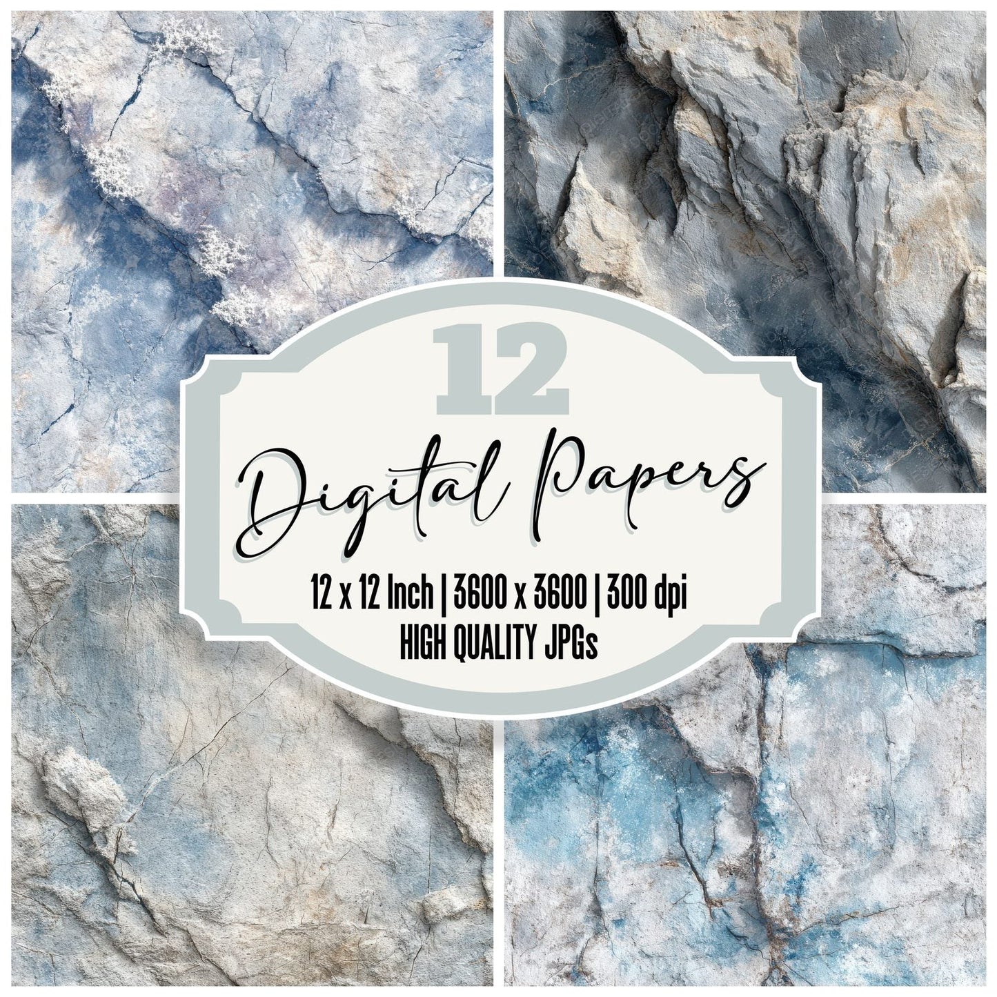 Glacier Rock Frost Scars Digital Paper Pack (DDD001861)