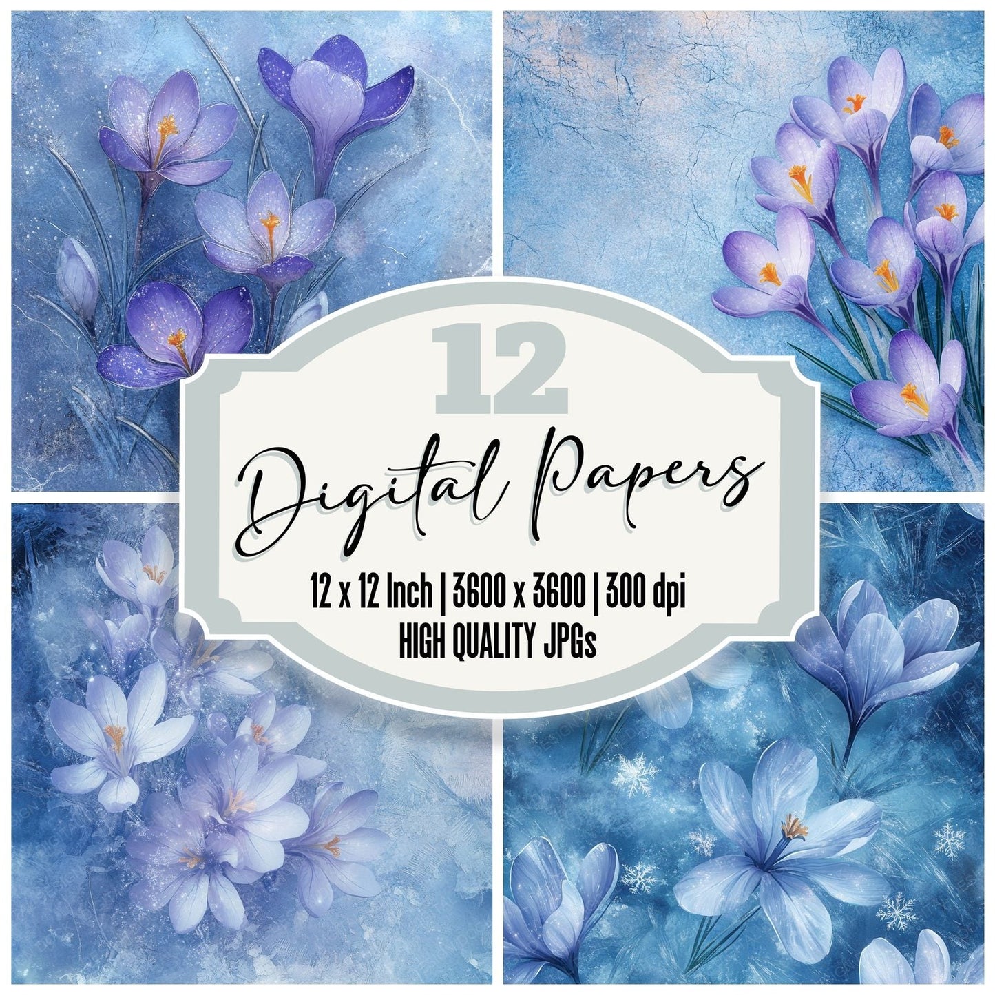 Glistering Crocus Ice Digital Paper Pack (DDD001864)