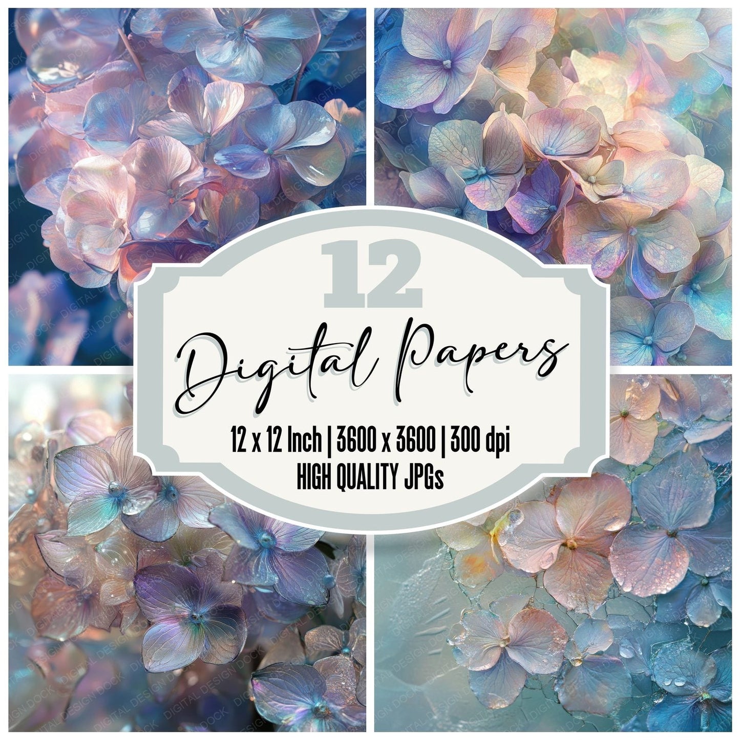 Glistering Hydrangea Dew Digital Paper Pack (DDD001865)