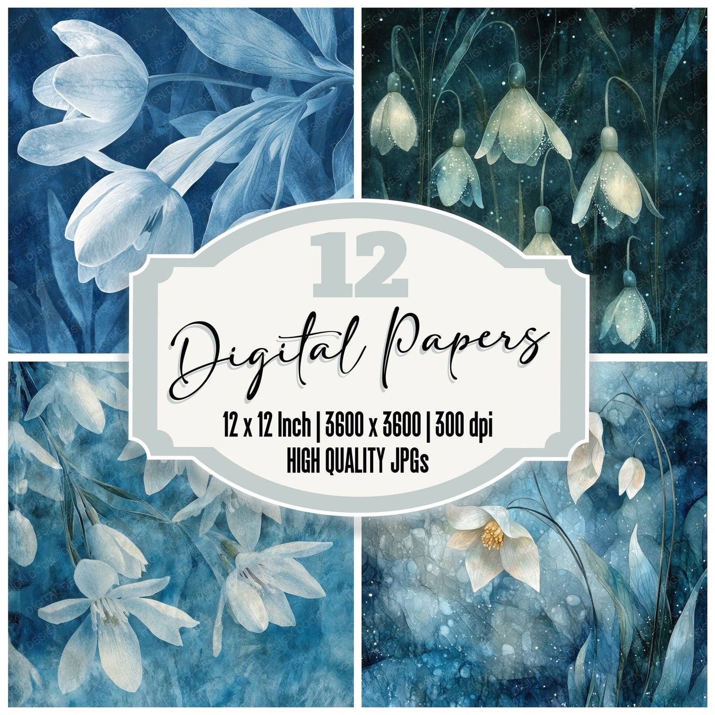 Glistering Snowdrop Frost Digital Paper Pack (DDD001866)