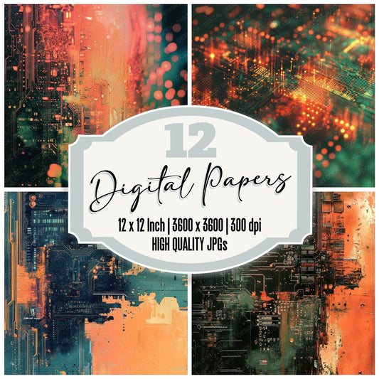 Glitch Circuit Copper Digital Paper Pack (DDD001868)