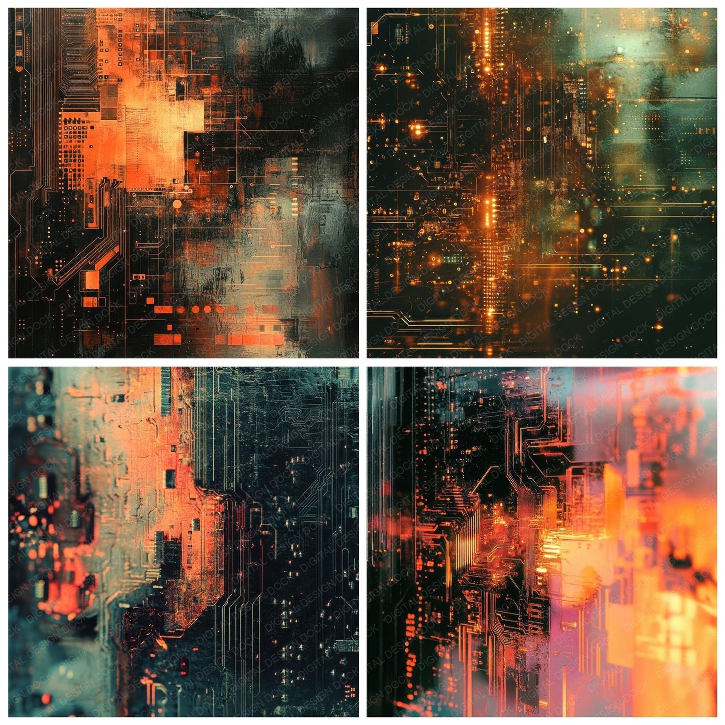 Glitch Circuit Copper Digital Paper Pack (DDD001868)