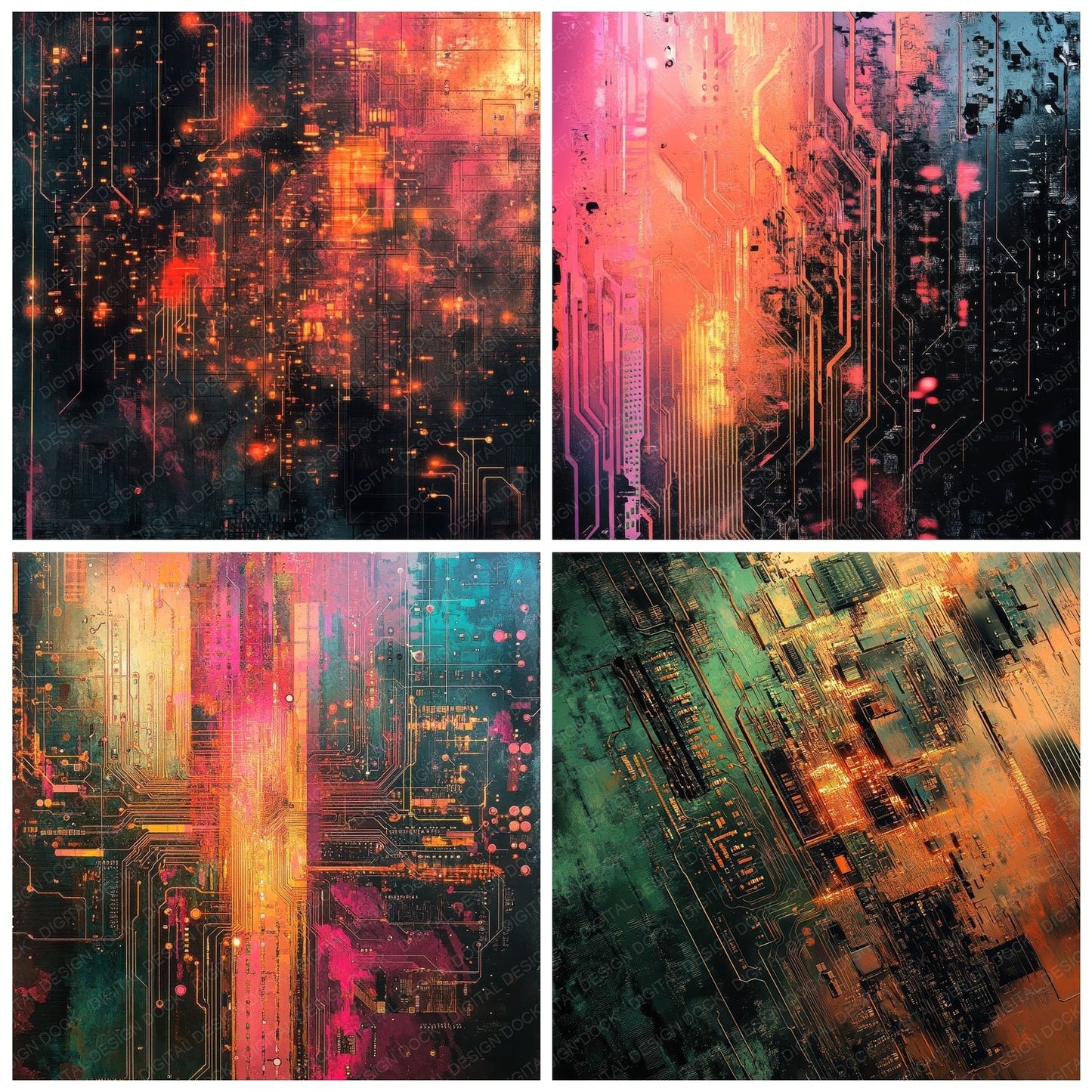 Glitch Circuit Copper Digital Paper Pack (DDD001868)