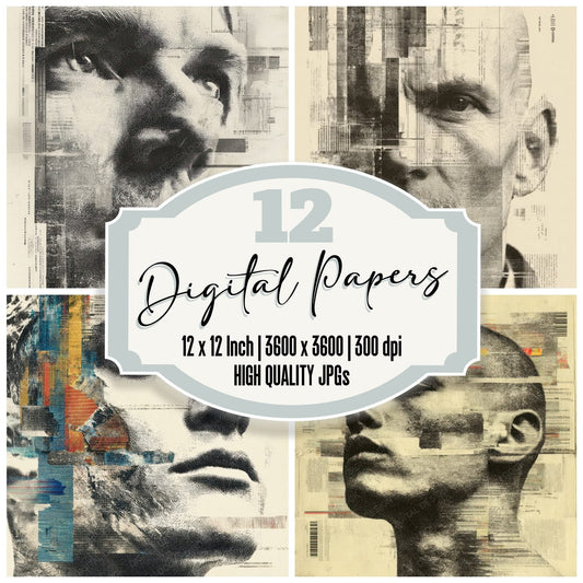 Glitch Face Press Digital Paper Pack (DDD001871)