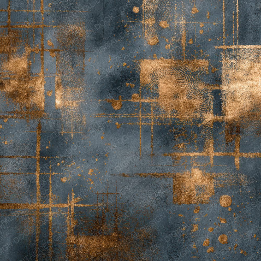 Gold Blue Flame Grid Overlay Digital Paper Pack (DDD001882)