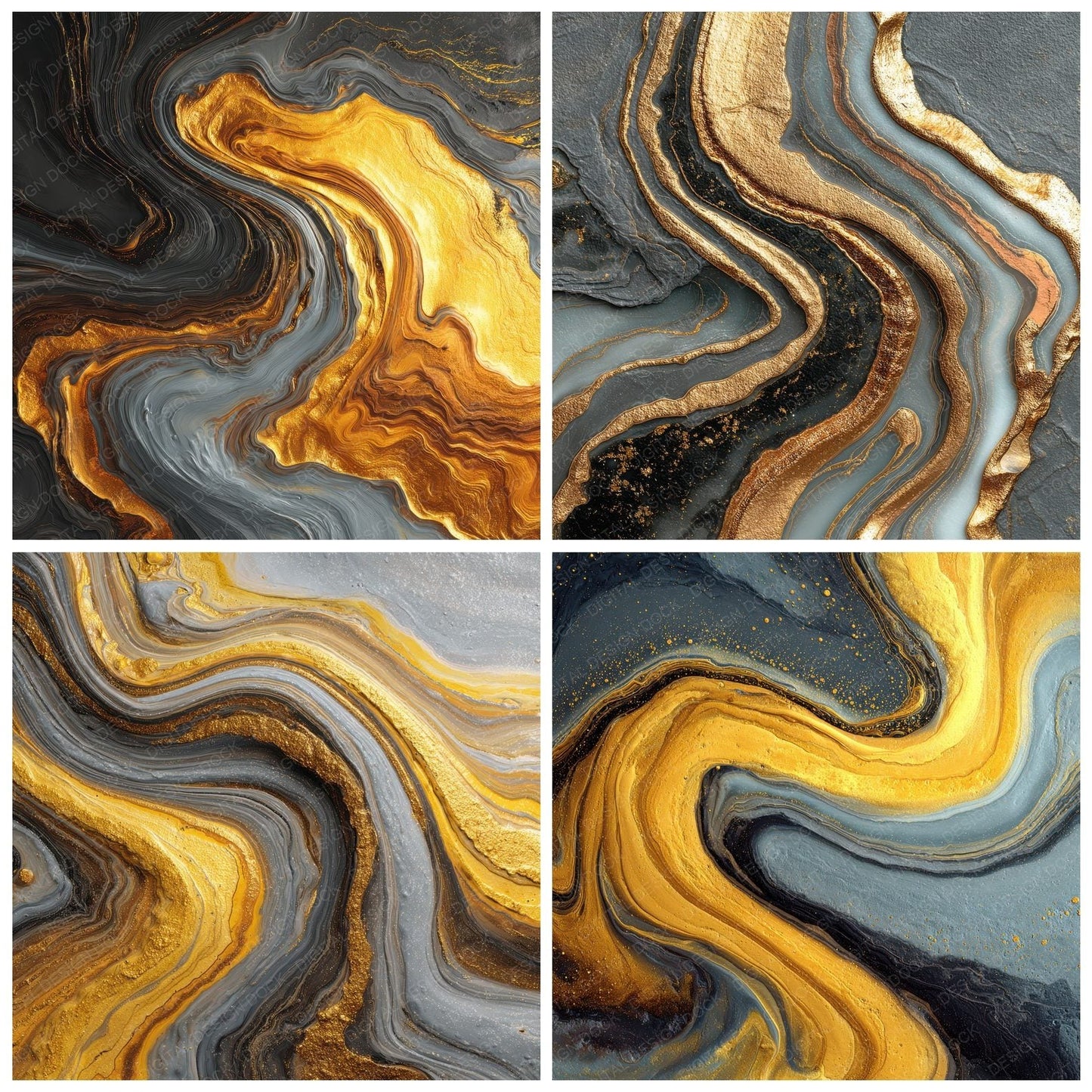 Gold Iron Swirl Drip Digital Paper Pack (DDD001886)