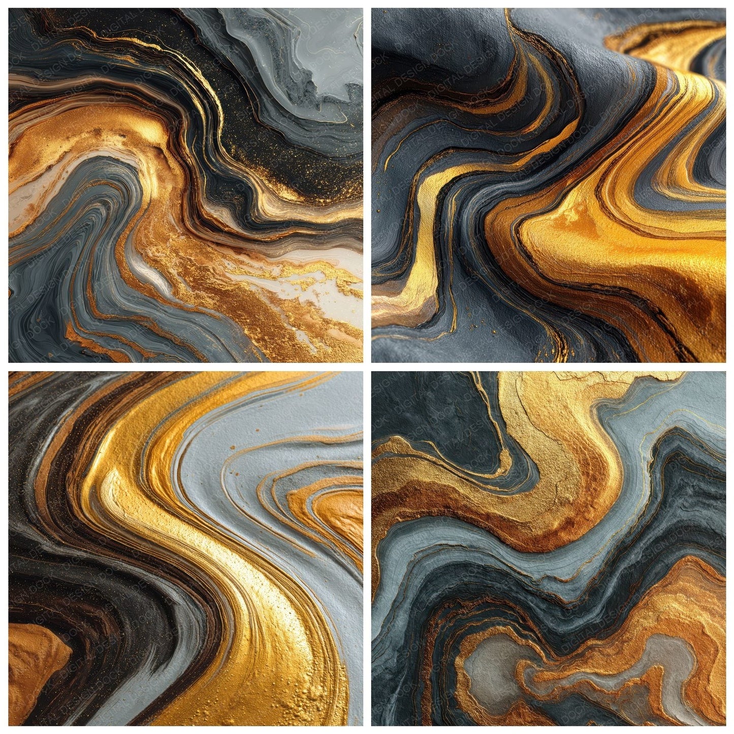 Gold Iron Swirl Drip Digital Paper Pack (DDD001886)