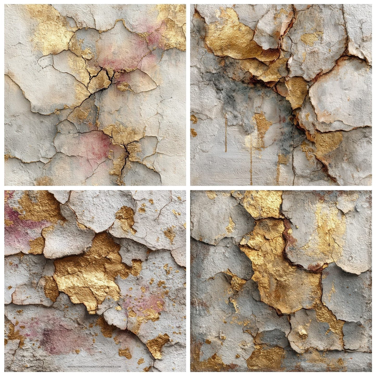 Gold Leaf Crack Plaster Fade Digital Paper Pack (DDD001888)