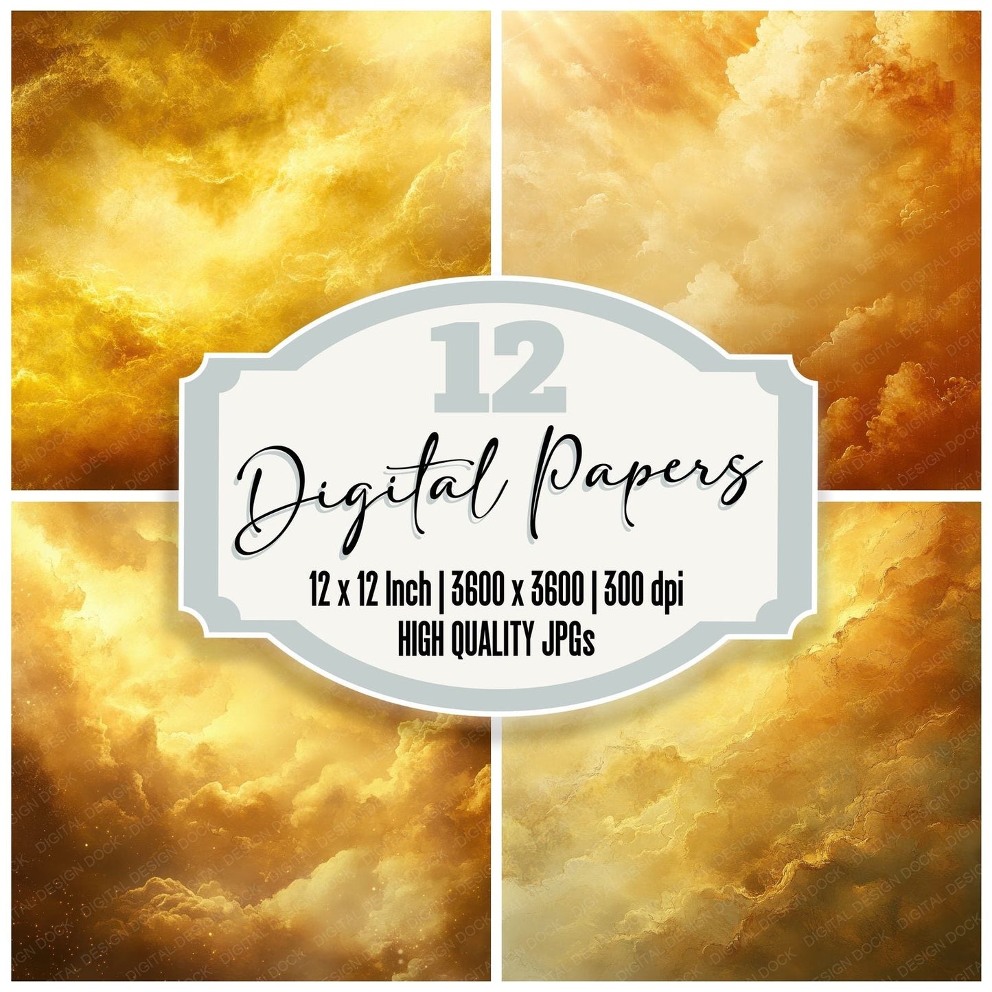 Golden Beam Cloud Digital Paper Pack (DDD001893)