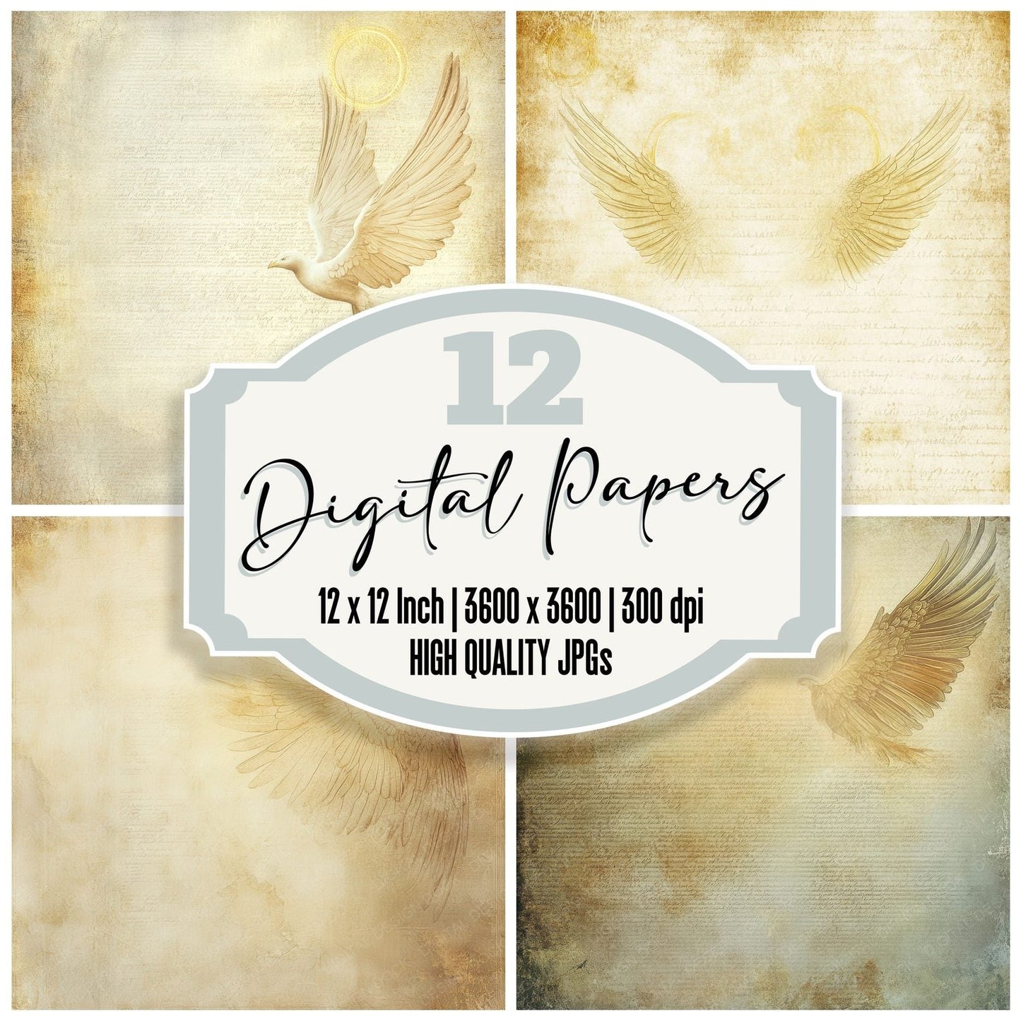 Golden Halo Wing Digital Paper Pack (DDD001897)