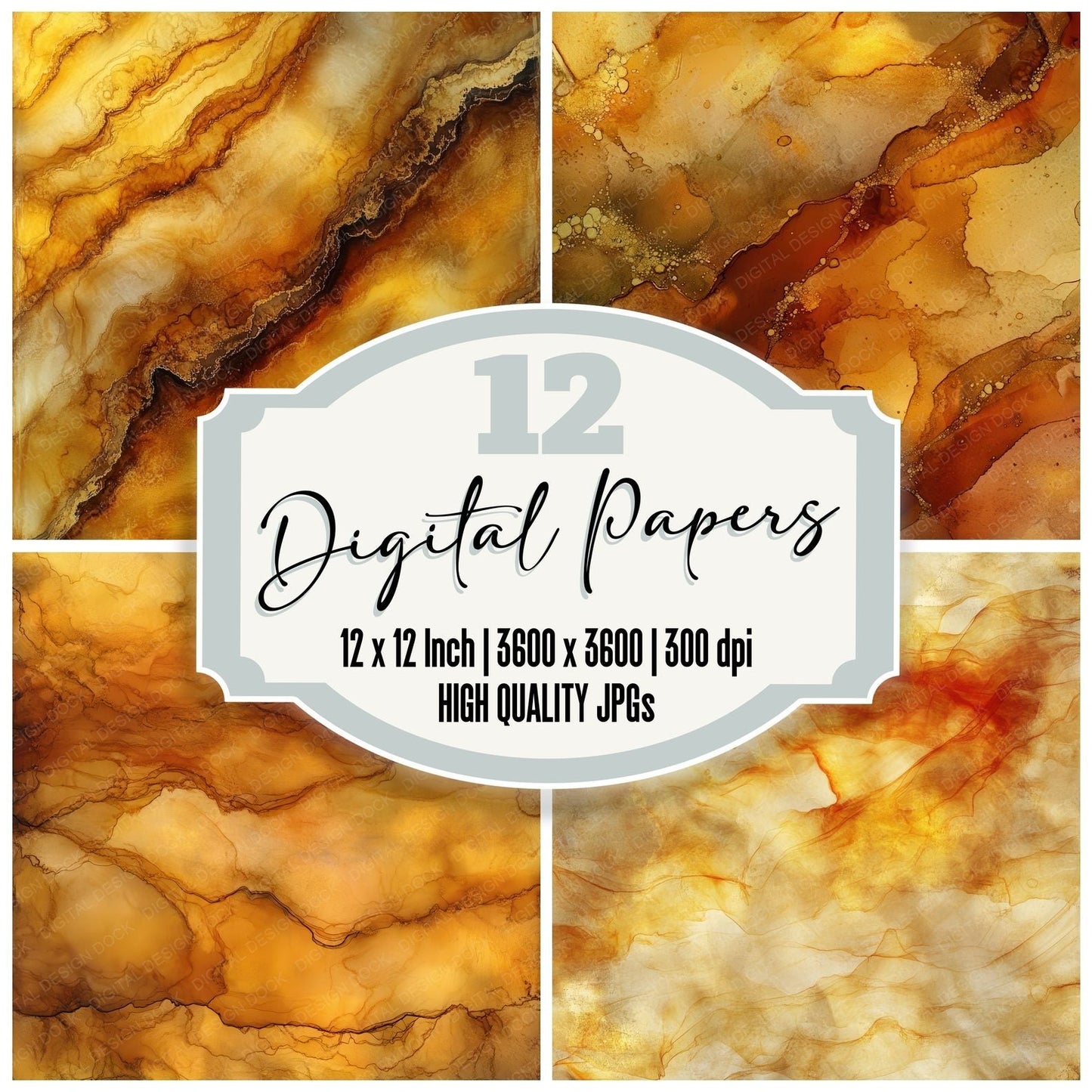 Golden Whiskey Ink Digital Paper Pack (DDD001904)