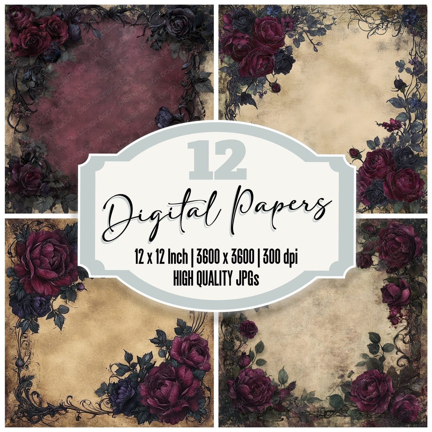 Gothic Bloom Digital Paper Pack (DDD001908)